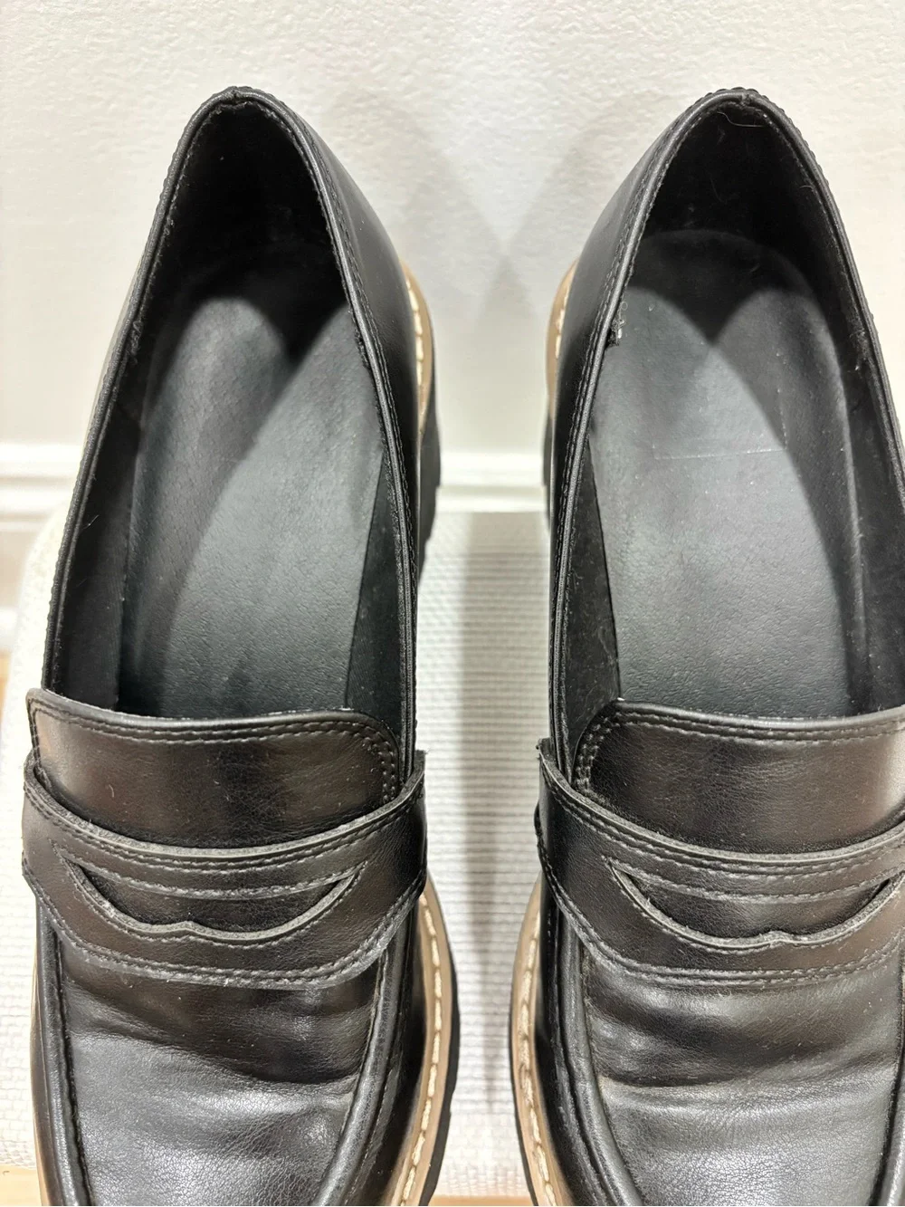 DV by Dolce Vita Tammy Black Chunky Lug Sole Penny Loafers Platform 7.5